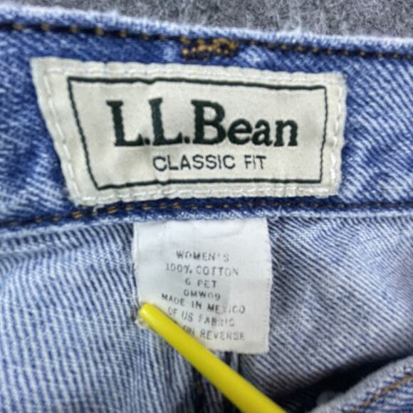 Vintage L.L.Bean Jeans Womens 6P Blue Denim Straight Taper Ripped Distressed - Picture 3 of 10